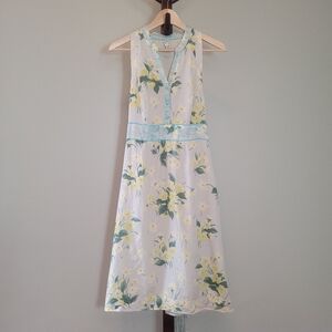 Maeve White and Yellow Floral Midi Dress Size 10
